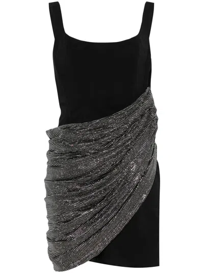 Giuseppe Di Morabito Black Crystal Draped Mini Dress