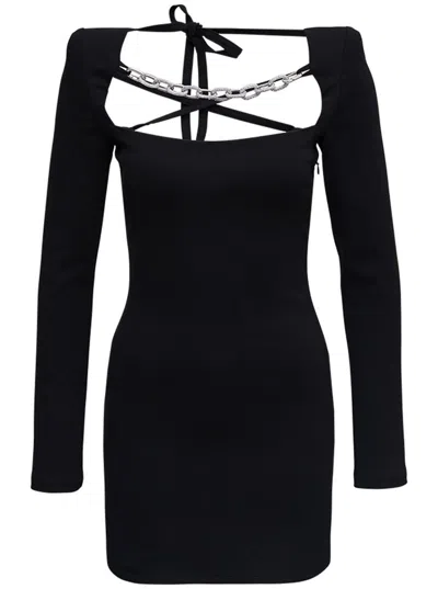 GIUSEPPE DI MORABITO BLACK JERSEY DRESS WITH CHAIN DETAIL
