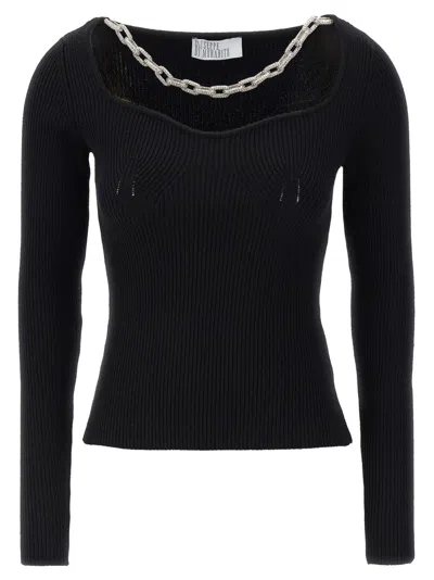 GIUSEPPE DI MORABITO BLACK JEWEL CHAIN SWEATER