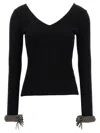 Giuseppe Di Morabito Braided-cuffs Ribbed-knit Top In Black