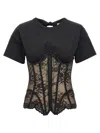 Giuseppe Di Morabito Lace Bodice Insert Top In Black