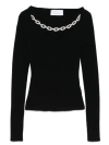 Giuseppe Di Morabito Black Merino Wool Sweater With Crystals In Black