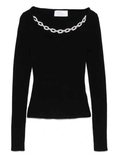 GIUSEPPE DI MORABITO GIUSEPPE DI MORABITO BLACK MERINO WOOL SWEATER WITH CRYSTALS