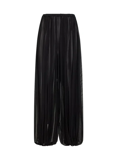 Giuseppe Di Morabito Black Pleated Silk Chiffon Balloon Trousers
