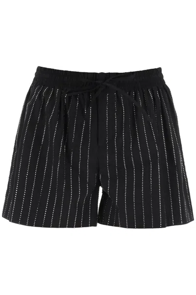 Giuseppe Di Morabito Black Rhinestone-studded Poplin Shorts For Women, Ss24