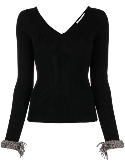 Giuseppe Di Morabito Crystal Embellished Wool Top In Black