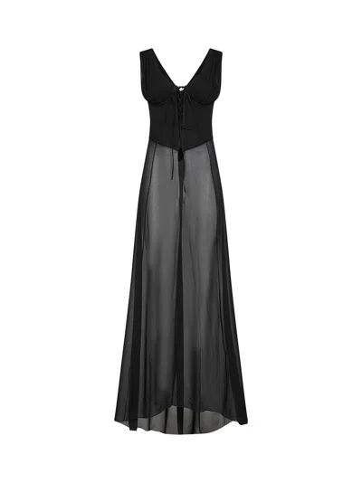 Giuseppe Di Morabito Black Silk Bustier Top With Sheer Skirt
