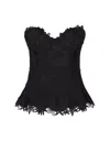 GIUSEPPE DI MORABITO BLACK TOP WITH MACRAMÉ AND 3D FLOWERS