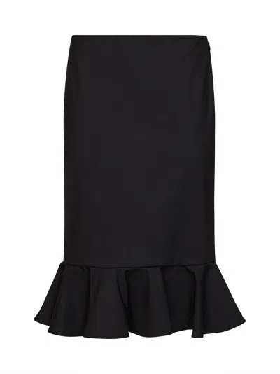 Giuseppe Di Morabito Black Virgin Wool Midi Skirt With Ruffle