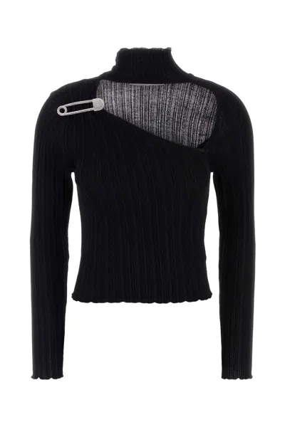 GIUSEPPE DI MORABITO BLACK WOOL BLEND TOP
