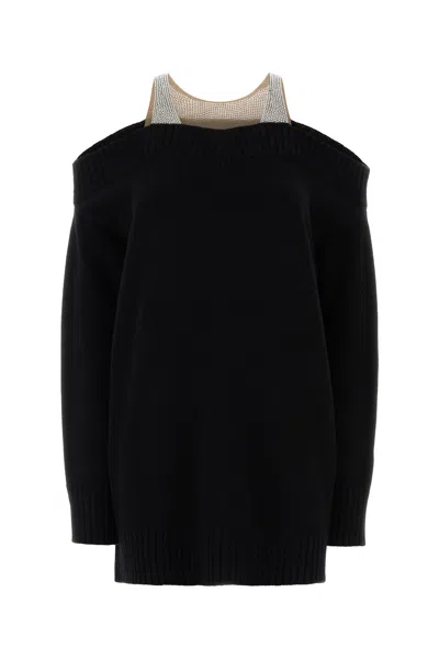 Giuseppe Di Morabito Black Wool Oversize Sweater In Animal Print