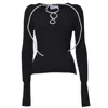 Giuseppe Di Morabito Black Wool Ribbed Knit Top With Rhinestones