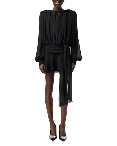 Giuseppe Di Morabito Draped Drop-waist Silk Mini Dress In Black