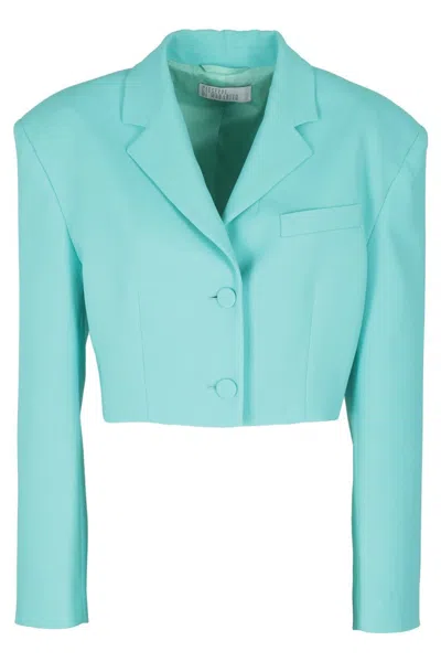 Giuseppe Di Morabito Blue Zircon Single-breasted Crop Jacket