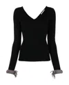Giuseppe Di Morabito Braided-cuffs Ribbed-knit Top In Black