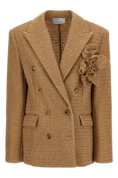 Giuseppe Di Morabito Braided Raffia Blazer In Sand
