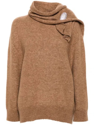 Giuseppe Di Morabito Brooch-detail Sweater In Brown