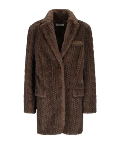 Giuseppe Di Morabito Brown Eco Fur Coat