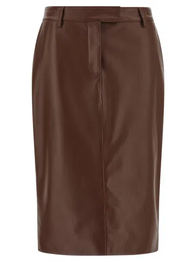 Giuseppe Di Morabito Brown Leather Midi Women's Skirt