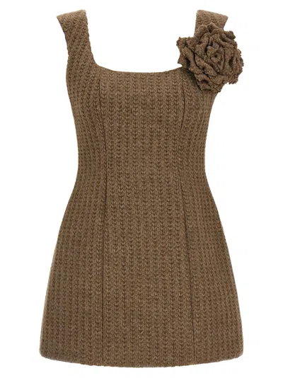 Giuseppe Di Morabito Brown Marabou Short Women's Dress