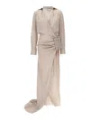 Giuseppe Di Morabito Waist Belt Striped Maxi Dress In Neutral