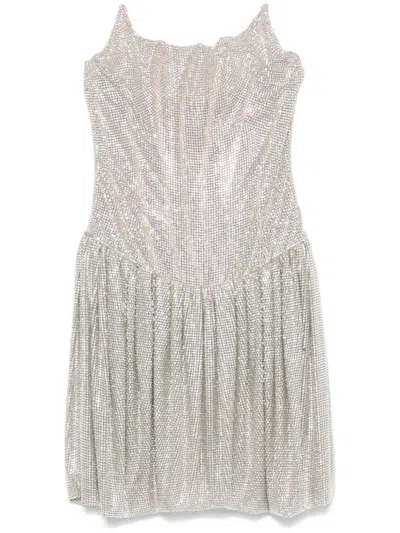 Giuseppe Di Morabito Bustier-style Crystal-embellished Mini Dress In Grey