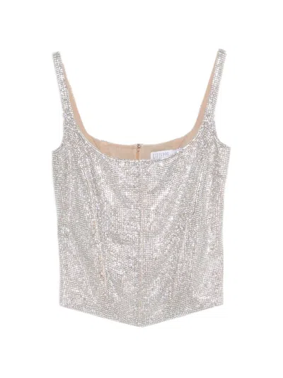 Giuseppe Di Morabito Bustier With Micro Rhinestones In Metallic