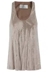 Giuseppe Di Morabito Tank Top With Silver Rhinestones In Beige