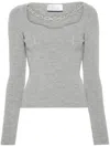 Giuseppe Di Morabito Square Neck Chain Detail Fitted Sweater In Grey