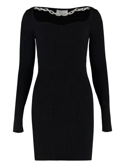 Giuseppe Di Morabito Chain-embellished Ribbed Knit Dress In Black