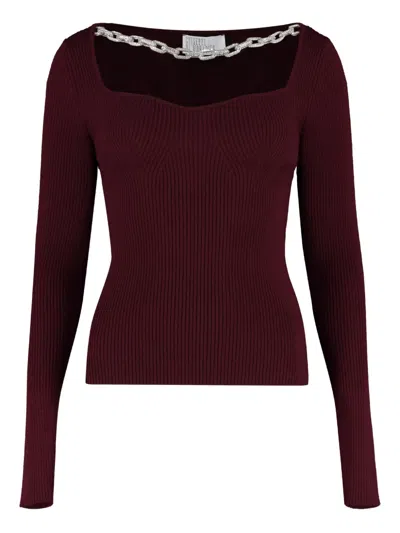 GIUSEPPE DI MORABITO CHAIN-EMBELLISHED RIBBED SWEATER