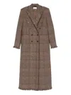 Giuseppe Di Morabito Check-print Double-breasted Coat In Brown