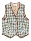 Giuseppe Di Morabito Checked-pattern Embellished Vest In Blue