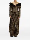Giuseppe Di Morabito Check-pattern Draped Trousers In Brown