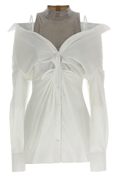 Giuseppe Di Morabito Shirt Dress High Neck Long Sleeves In White
