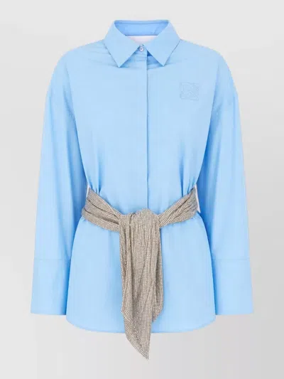 Giuseppe Di Morabito Collared Shirt Long Sleeves Cuffed Belt In Blue