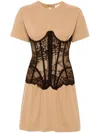 Giuseppe Di Morabito Corset-detail T-shirt Dress In Neutrals