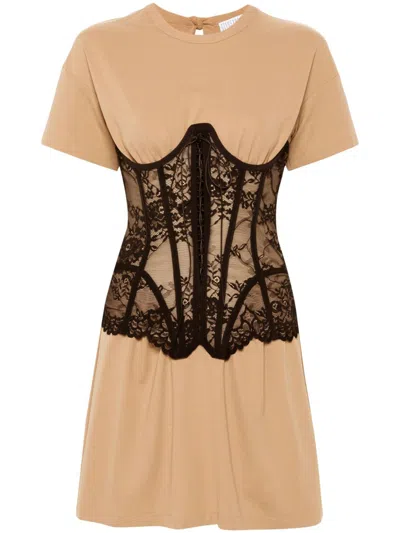 Giuseppe Di Morabito Corset-detail T-shirt Dress In Neutrals