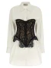 Giuseppe Di Morabito Long Sleeve Corset Style Lace Dress In White