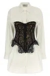 Giuseppe Di Morabito Long Sleeve Corset Style Lace Dress In White