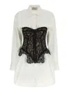 Giuseppe Di Morabito Long Sleeve Corset Style Lace Dress In White