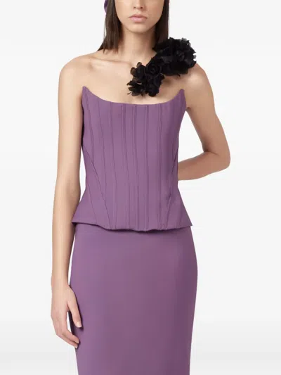 Giuseppe Di Morabito Corset-style Floral-appliqué Top In Purple