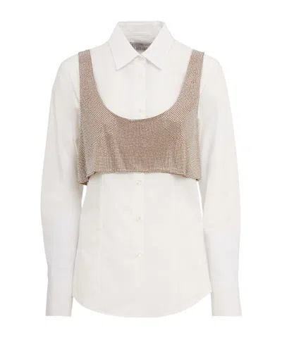 Giuseppe Di Morabito Cotton Poplin Shirt With Crystal Top In Multi