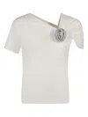 Giuseppe Di Morabito Embellished Cotton Blend Top W/ Rose