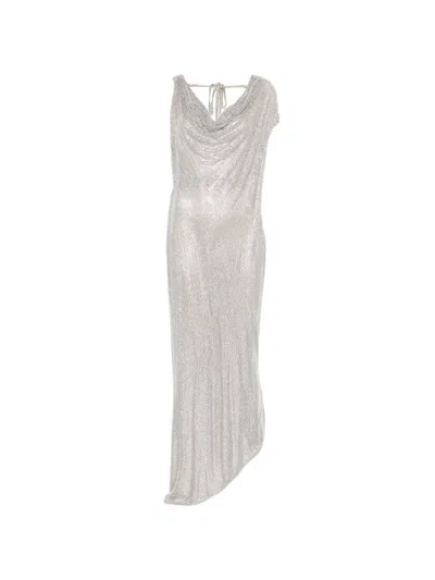 Giuseppe Di Morabito Cowl Asymmetric Dress In Silver