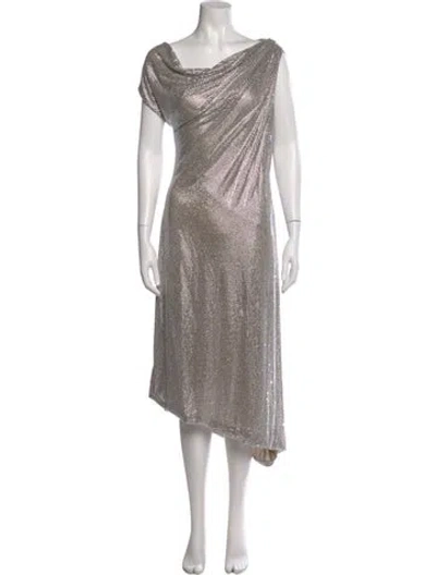 Pre-owned Giuseppe Di Morabito Cowl Neck Long Dress W/ Tags In Gray