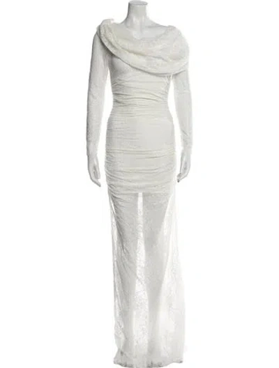 Pre-owned Giuseppe Di Morabito Cowl Neck Long Dress In White