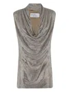 Giuseppe Di Morabito Silver Mini Dress With Draped Neckline In Gray