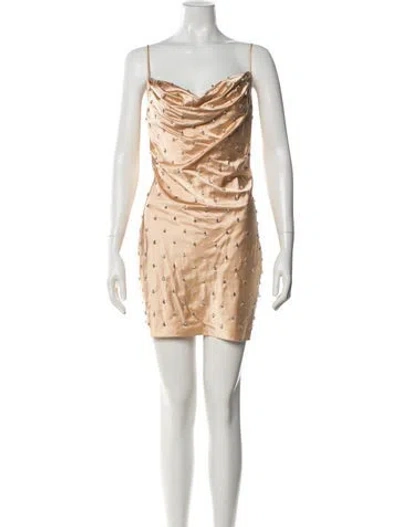 Pre-owned Giuseppe Di Morabito Cowl Neck Mini Dress In Neutral