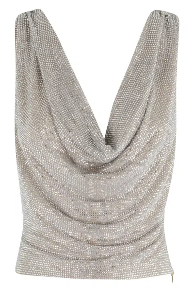 Giuseppe Di Morabito Cowl Neckline Silver Top In Gray